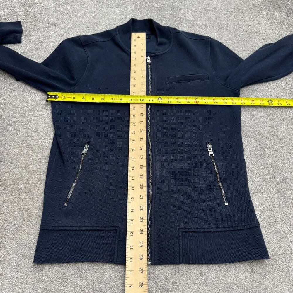 Banana Republic Full Zip Knit Bomber Jacket Men Medium Navy Blue Cotton Blend